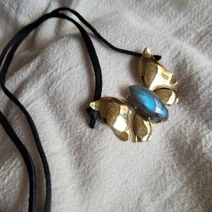 Labradorite brass butterfly pendant necklace …